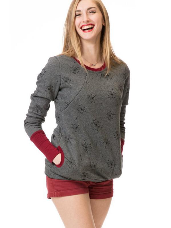 Lune London | Maternity Chaps Nurse Sweatshirts Flower Print Pockets Zipper Nursing Clothing