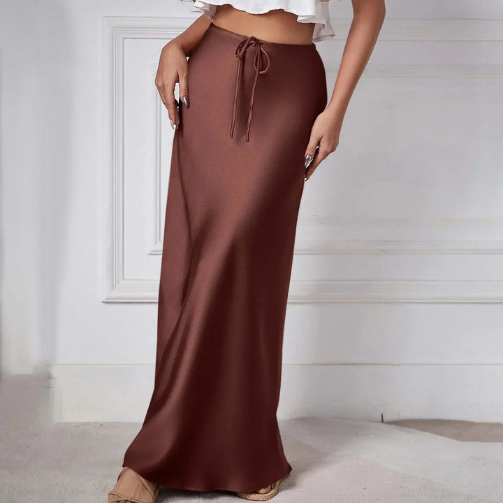 Lune London | Chic Autumn High Waist Lace-Up Satin Skirt for Women