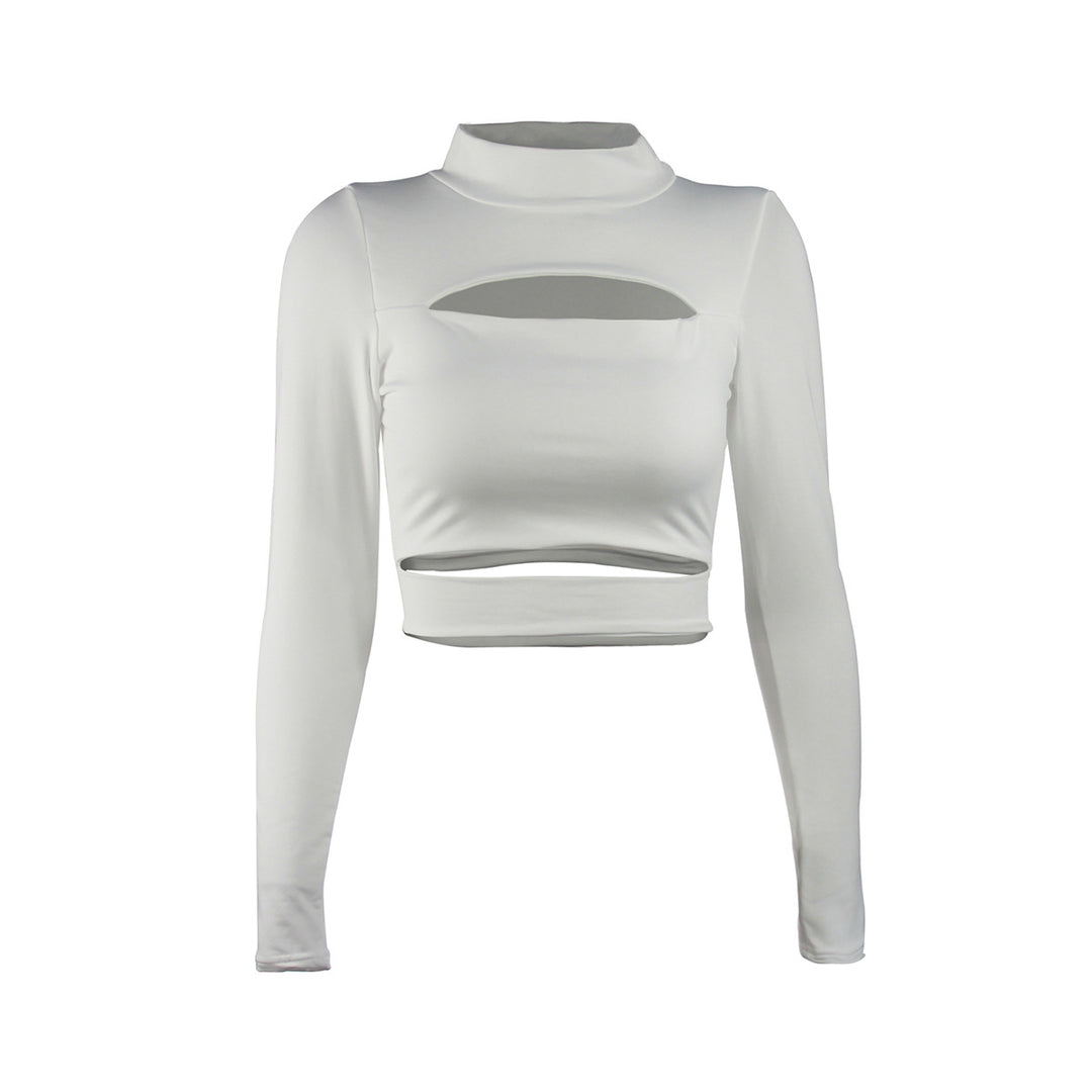Women's Crop Top with Cut-Outs and High Neck Design Lune London