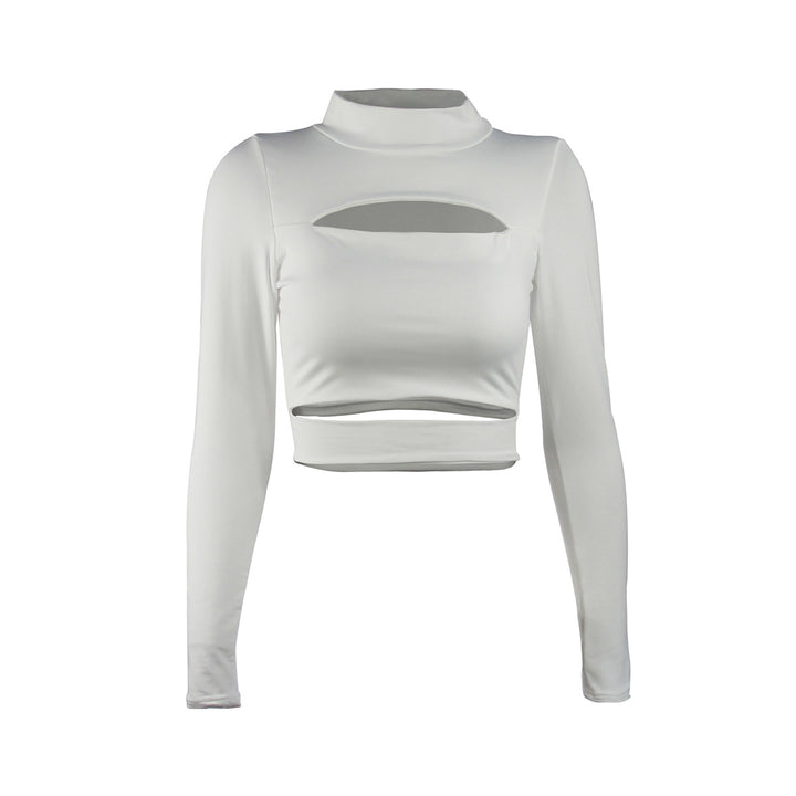 Ladies Crop Top with high collar and cut-outs Lune London