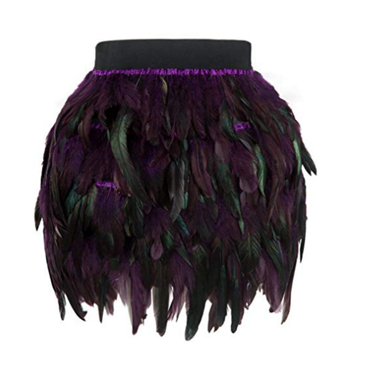 Women's feather skirt with eye-catching design and elastic waistband