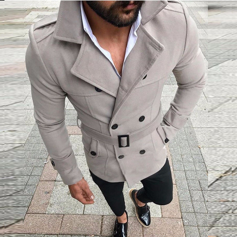 Elegant trench coat for men with fashionable belt and double-breasted Lune London