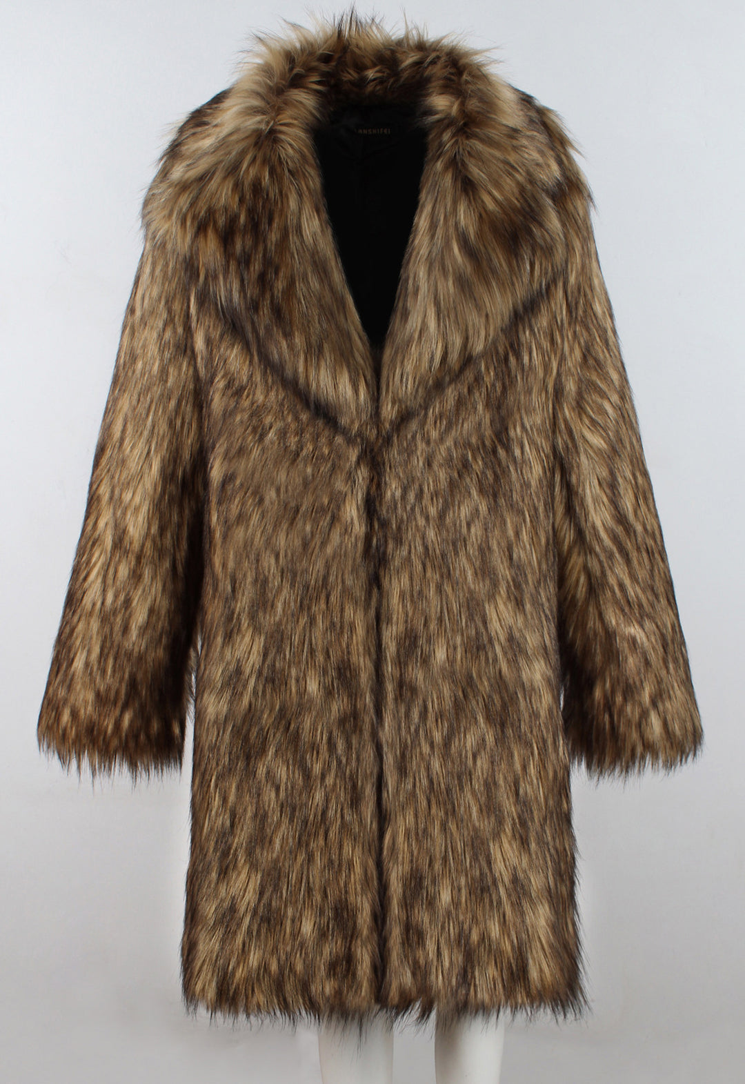 Ladies Luxury Faux Fur Coat with Large Collar Lune London