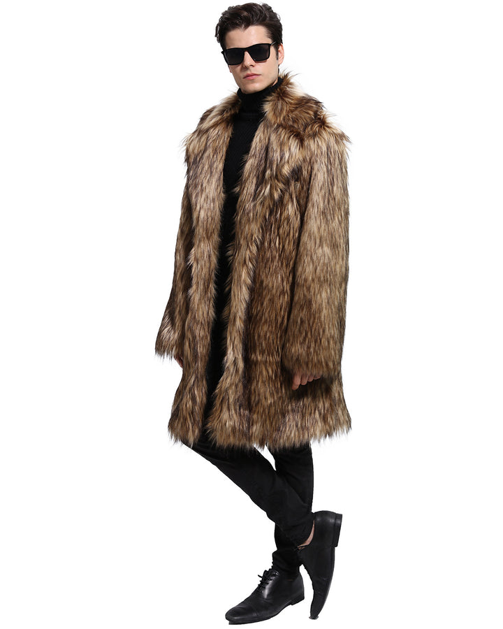 Ladies Luxury Faux Fur Coat with Large Collar Lune London