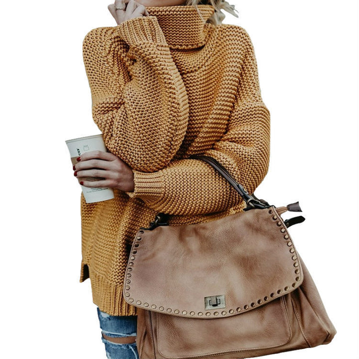 Chunky knit sweater for women with high collar and relaxed fit Lune Londonl