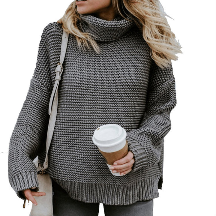 Pull femme en tricot épais avec col montant et design texturé Chic & Stil