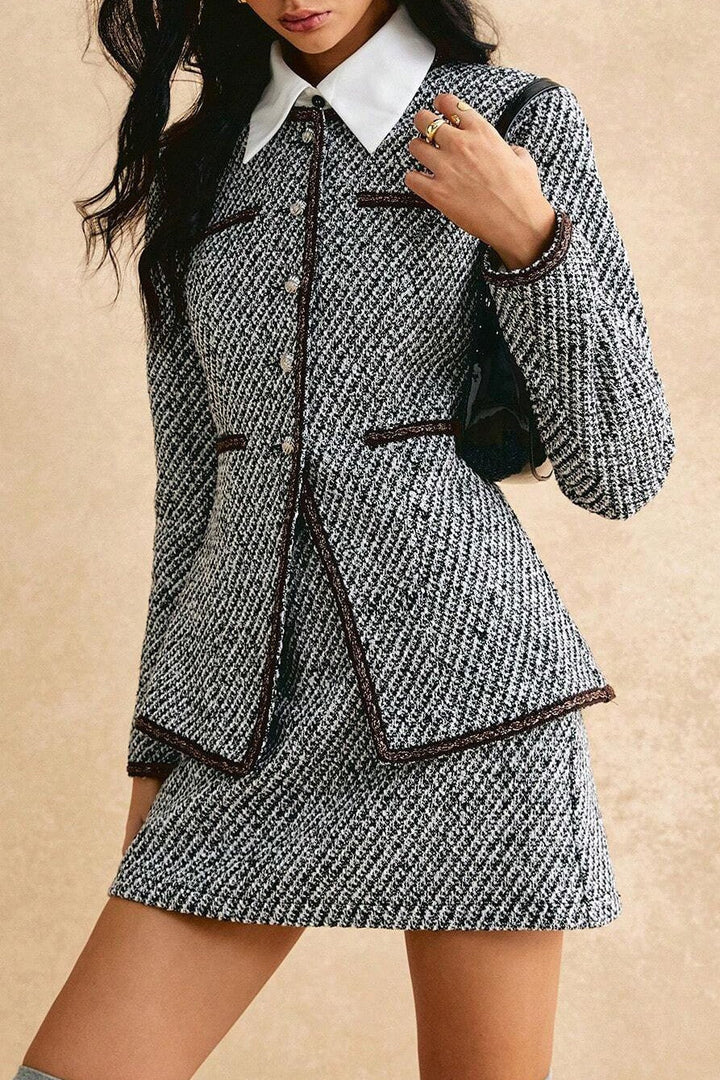 Lune London | Tweed Revers Jacket & Skirt Two-Piece Set