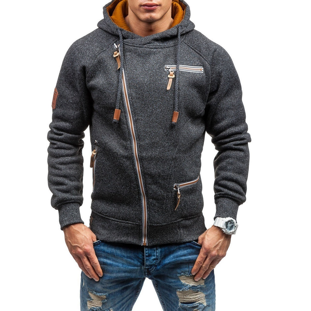 Men's urban hoodie with asymmetrical zipper and practical pockets Lune London