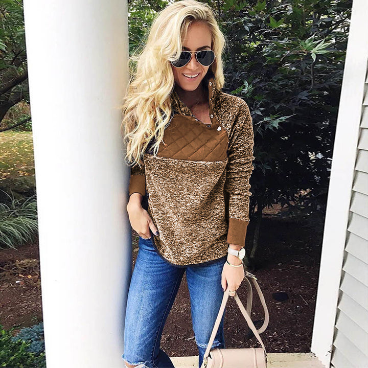 Ladies Comfortable Hooded Sweatshirt with High Collar and Chic Padded Top