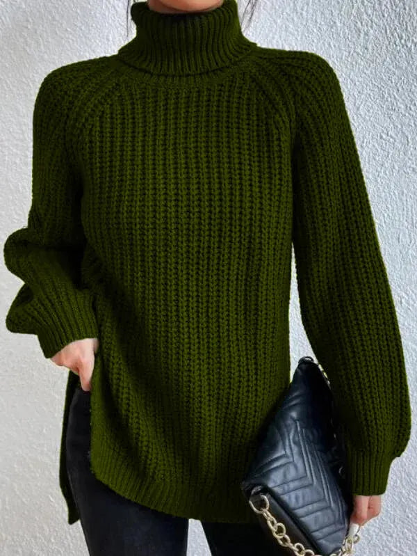 Lune London | turtleneck sweater with raglan sleeves and split hem