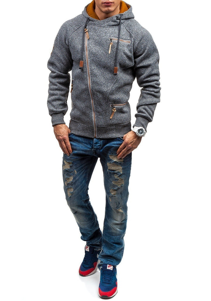 Men's urban hoodie with asymmetrical zipper and practical pockets Lune London