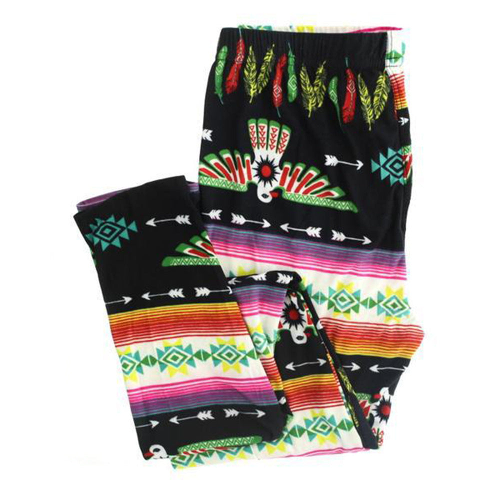 Women's leggings with colorful ethnic pattern and elastic waistband Lune London