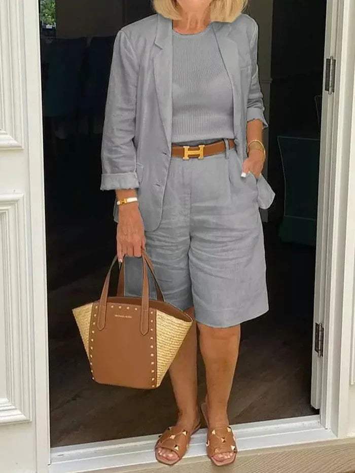 Lune London | Costume femme - Blazer élégant et short - Avec style - Idéal pour les jours chauds