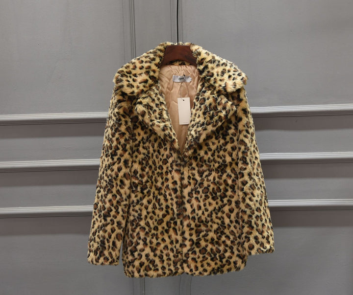 Luxury faux fur leopard print jacket for women Lune London