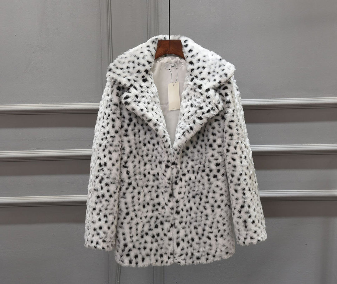 Luxury faux fur leopard print jacket for women Lune London