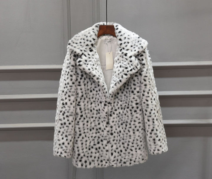 Luxury faux fur leopard print jacket for women Lune London