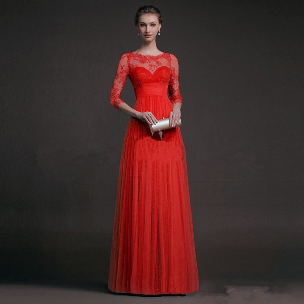 Ladies Elegant Evening Dress with Transparent Lace and Chic Skirt Lune London