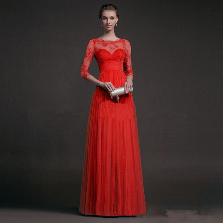 Ladies Elegant Evening Dress with Transparent Lace and Chic Skirt Lune London