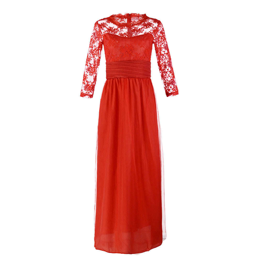 Ladies Elegant Evening Dress with Transparent Lace and Chic Skirt Lune London