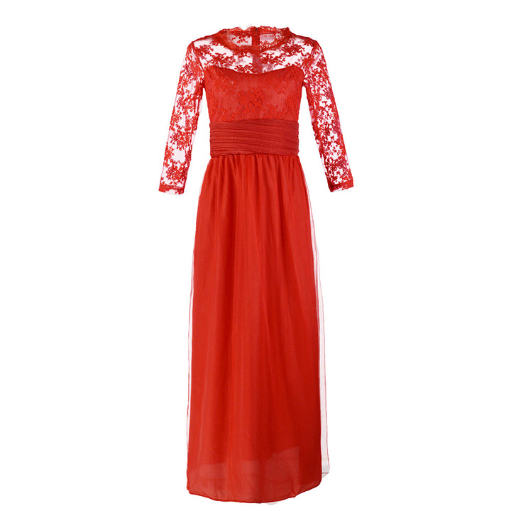 Ladies Elegant Evening Dress with Transparent Lace and Chic Skirt Lune London