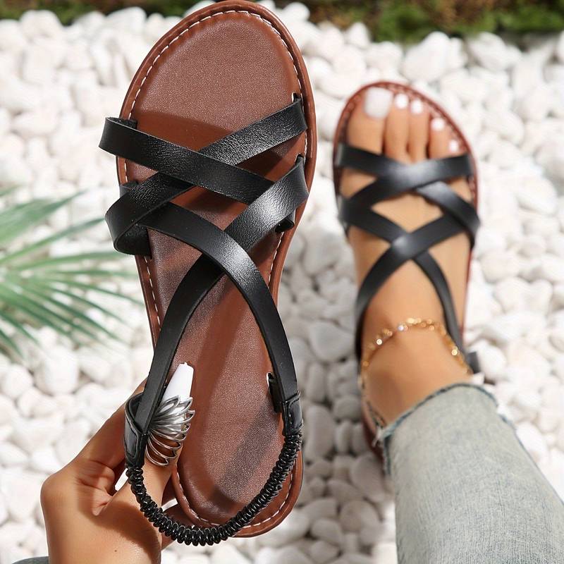 Lune London | Crisscross Flat Sandals with Non-Slip Straps