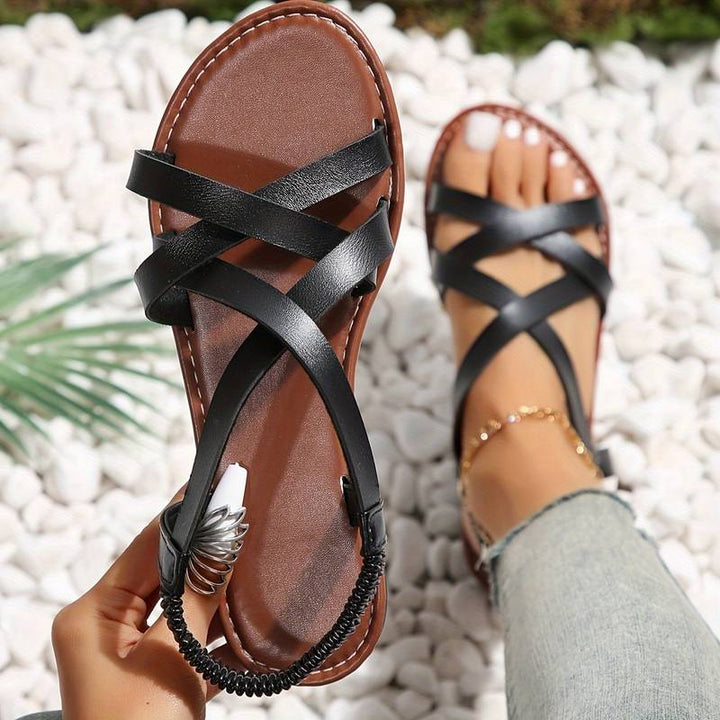 Lune London | Crisscross Flat Sandals with Non-Slip Straps