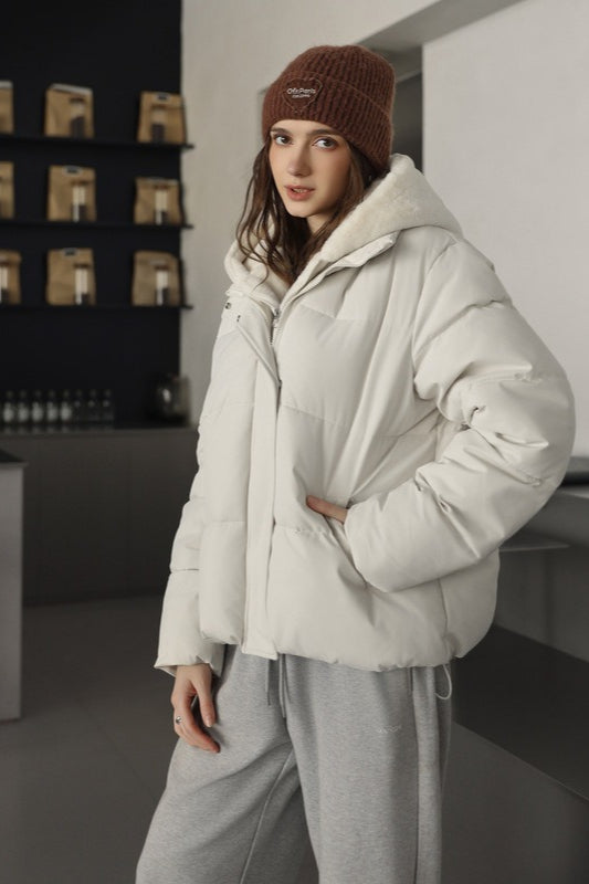 Lune London | Fur panel cropped puffer jacket