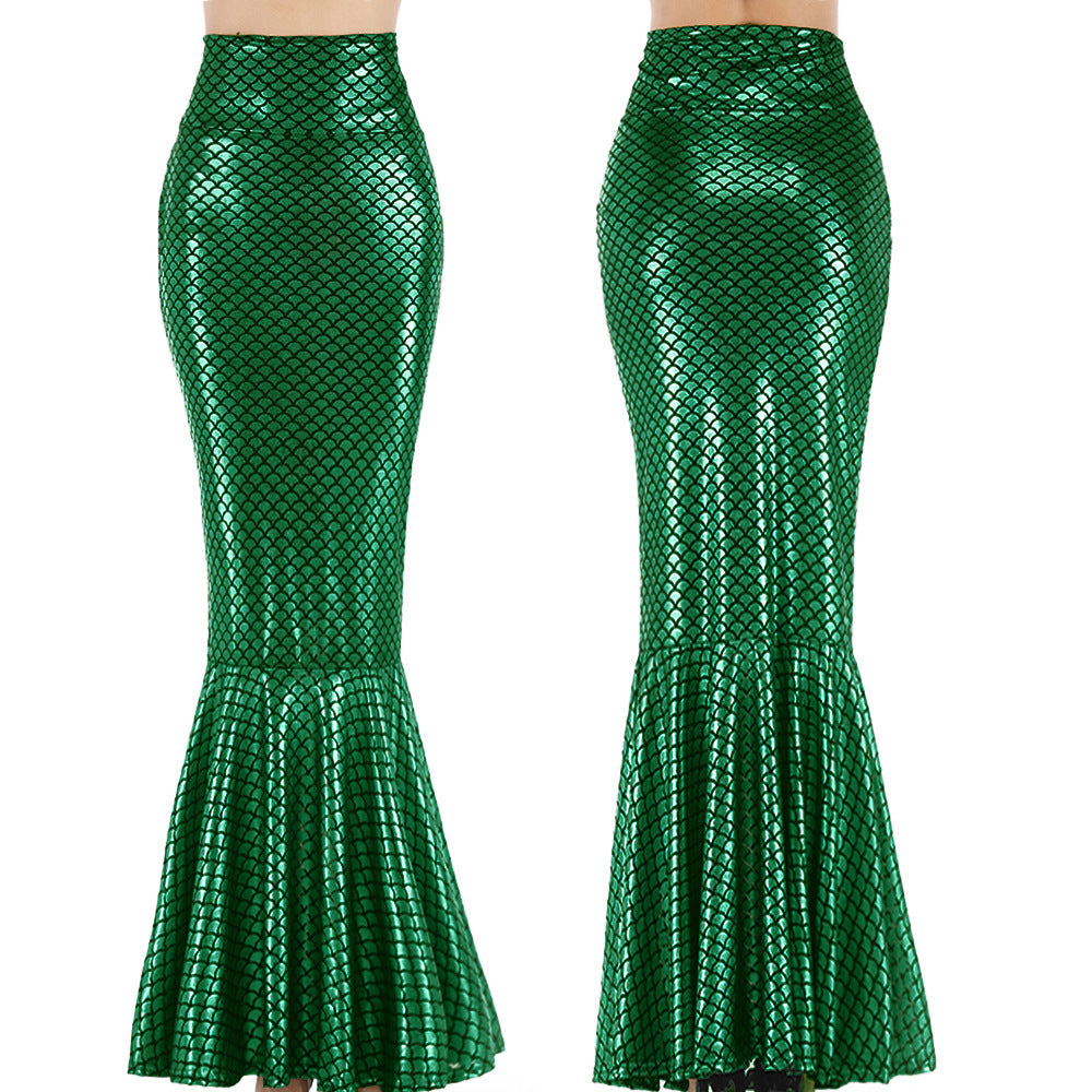 Women's mermaid skirt with shiny scale pattern and flared hem Lune London