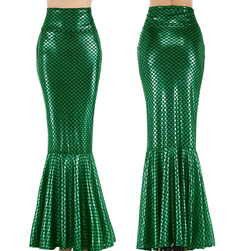 Women's mermaid skirt with shiny scale pattern and flared hem Lune London