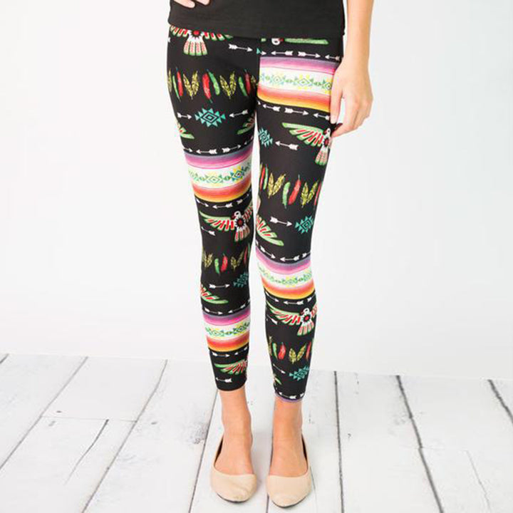 Women's leggings with colorful ethnic pattern and elastic waistband Lune London