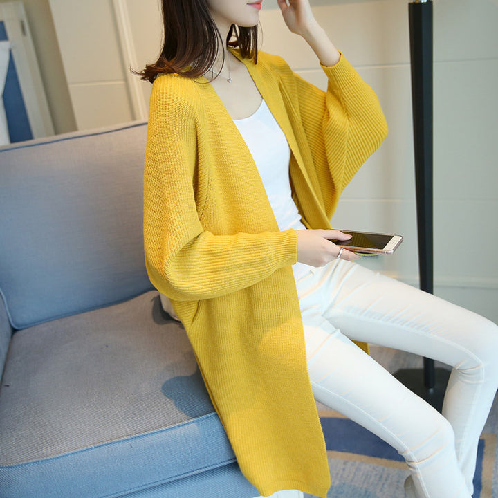 Cardigan long décontracté pour femmes avec ouverture à l'avant et motif de tricot fin Chic & Stil