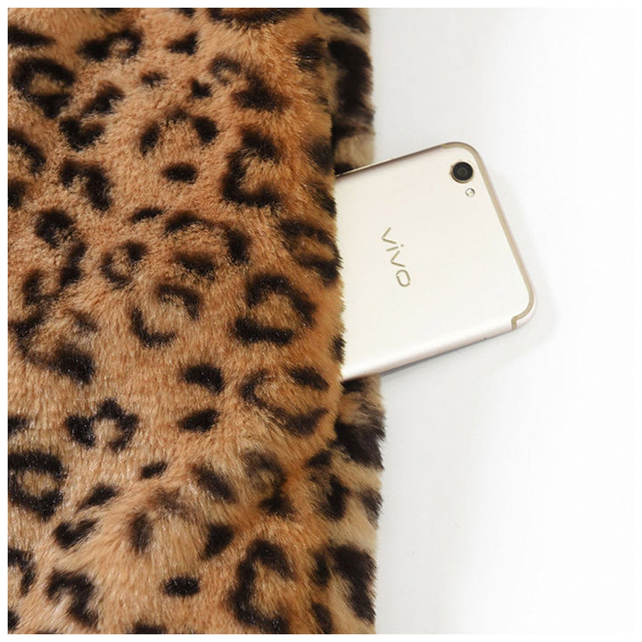 Ladies Cozy Chic Leopard Fur Jacket