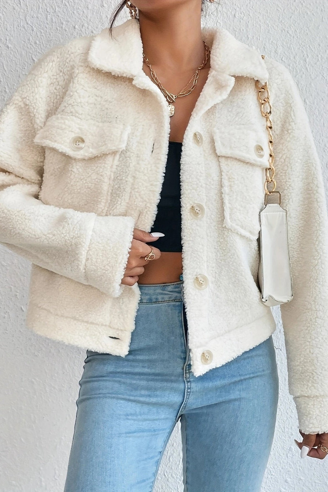 Lune London | White short Sherpa jacket