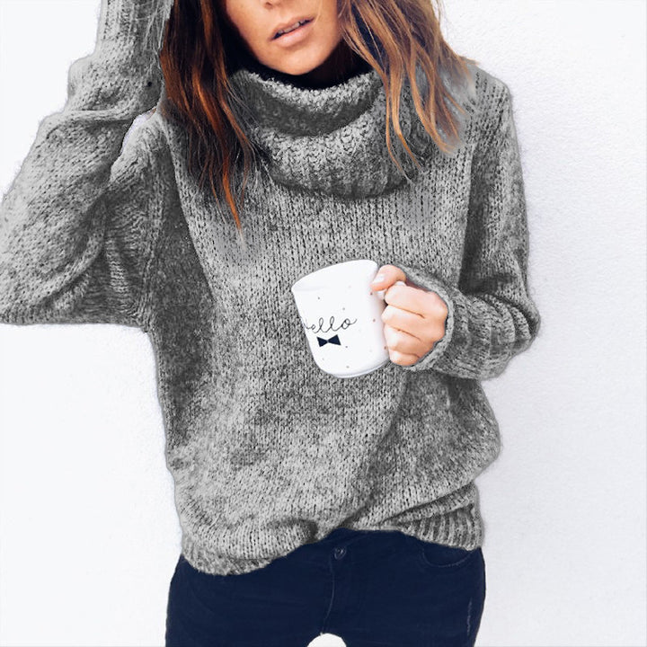 Knitted sweater for women with high collar and modern cut Lune London