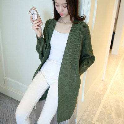 Cardigan long décontracté pour femmes avec ouverture à l'avant et motif de tricot fin Chic & Stil