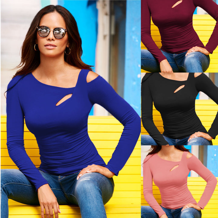 Women's top with asymmetrical neckline and elegant cut-out design Lune London