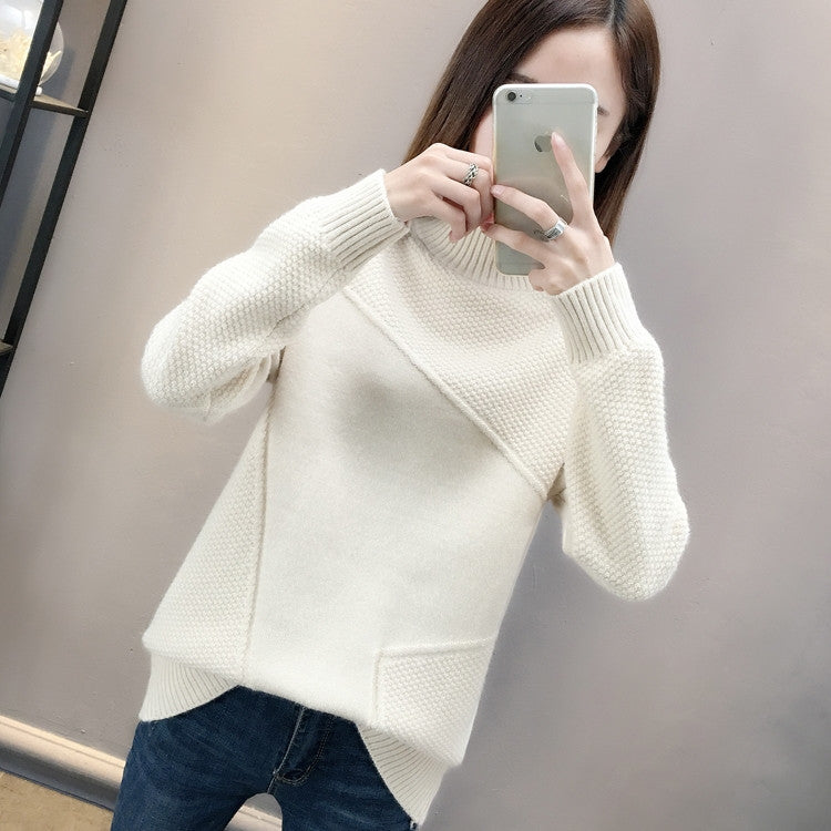 Pull confortable pour femmes avec design texturé et col montant Chic & Stil