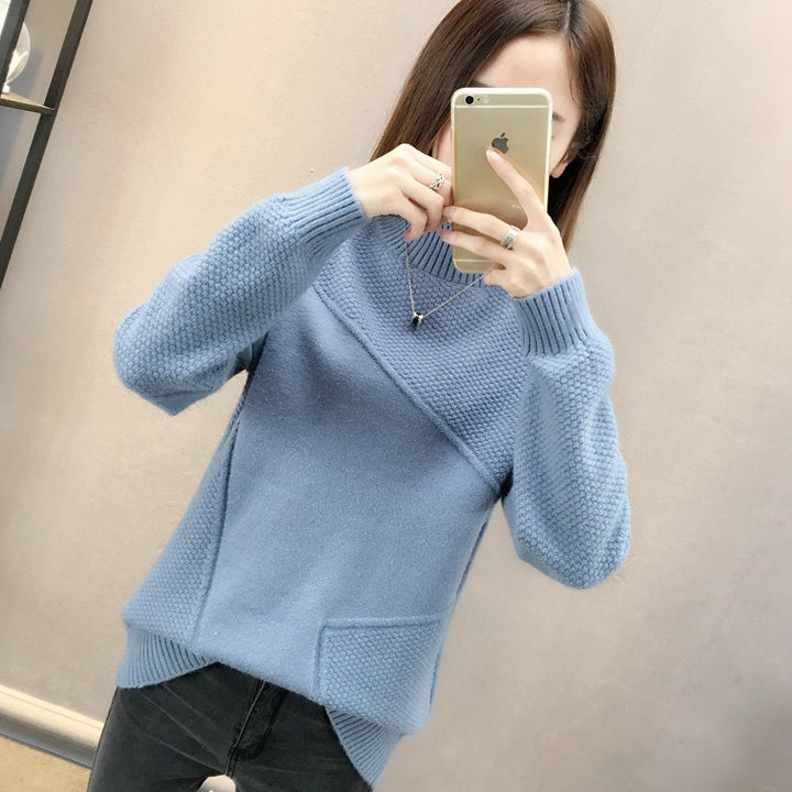 Pull confortable pour femmes avec design texturé et col montant Chic & Stil