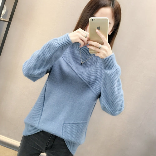 Pull confortable pour femmes avec design texturé et col montant Chic & Stil