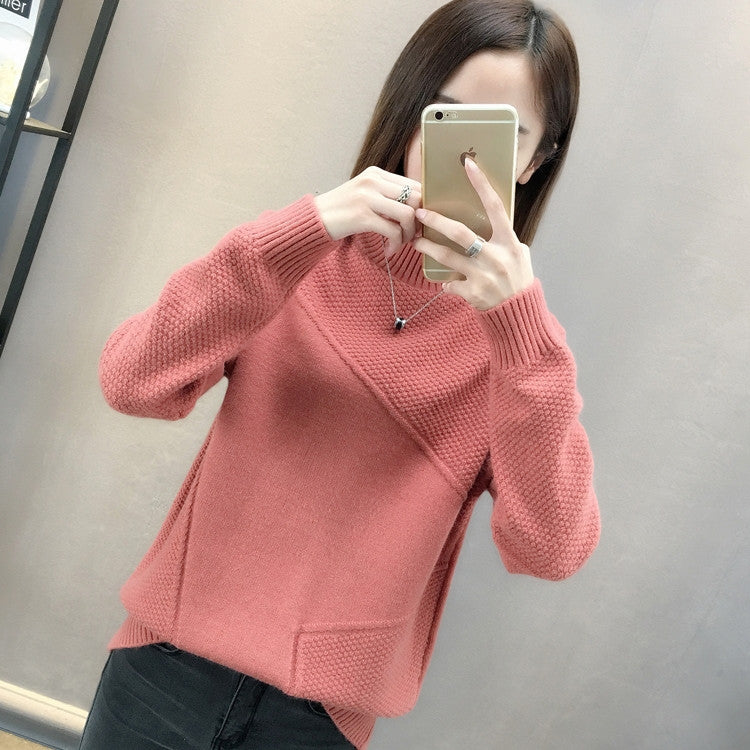 Pull confortable pour femmes avec design texturé et col montant Chic & Stil
