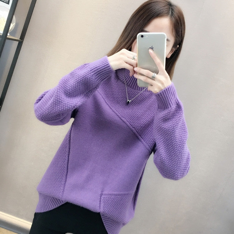 Pull confortable pour femmes avec design texturé et col montant Chic & Stil