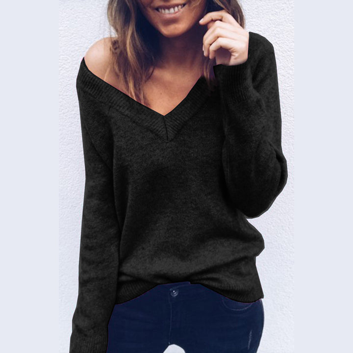 Pull femme avec col en V et coupe décontractée Chic & Stil