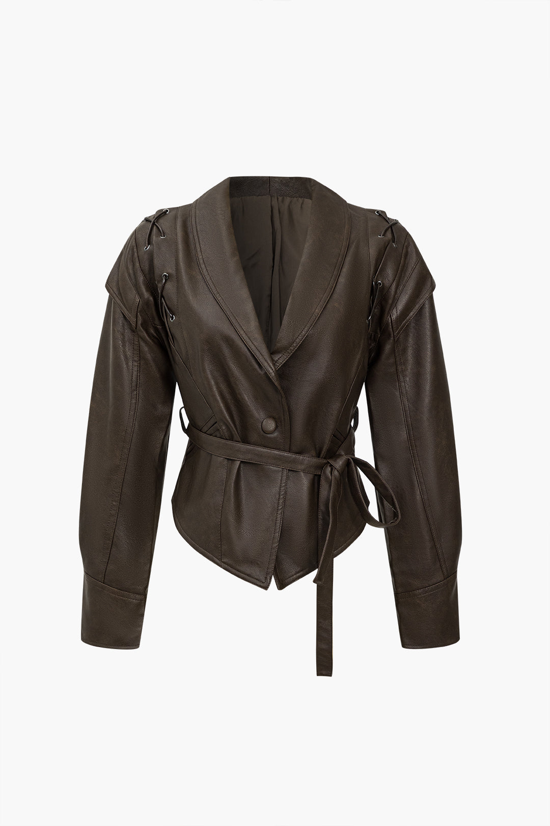 Lune London | Leather Tie Front Overlap Jacket