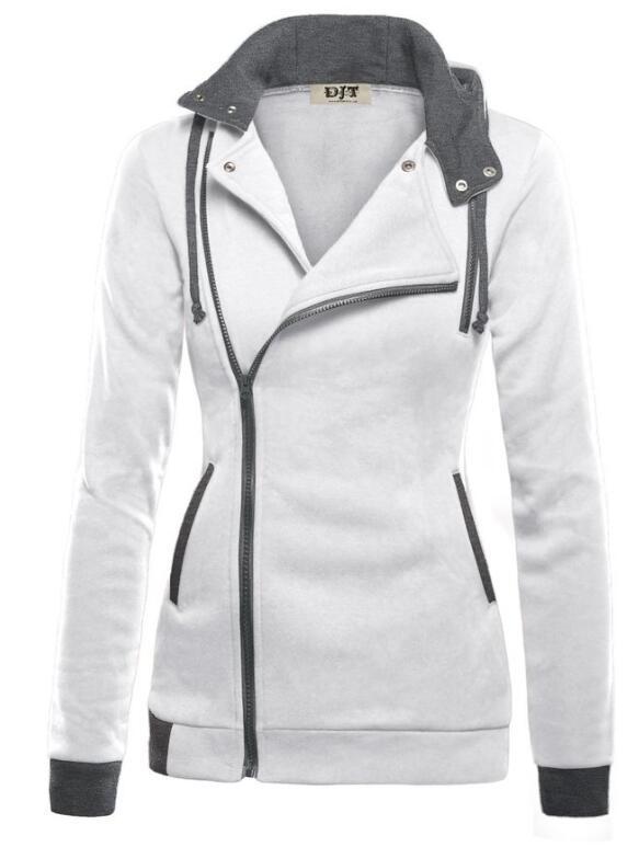 Ladies sporty transitional jacket with asymmetrical zipper and hood Lune London