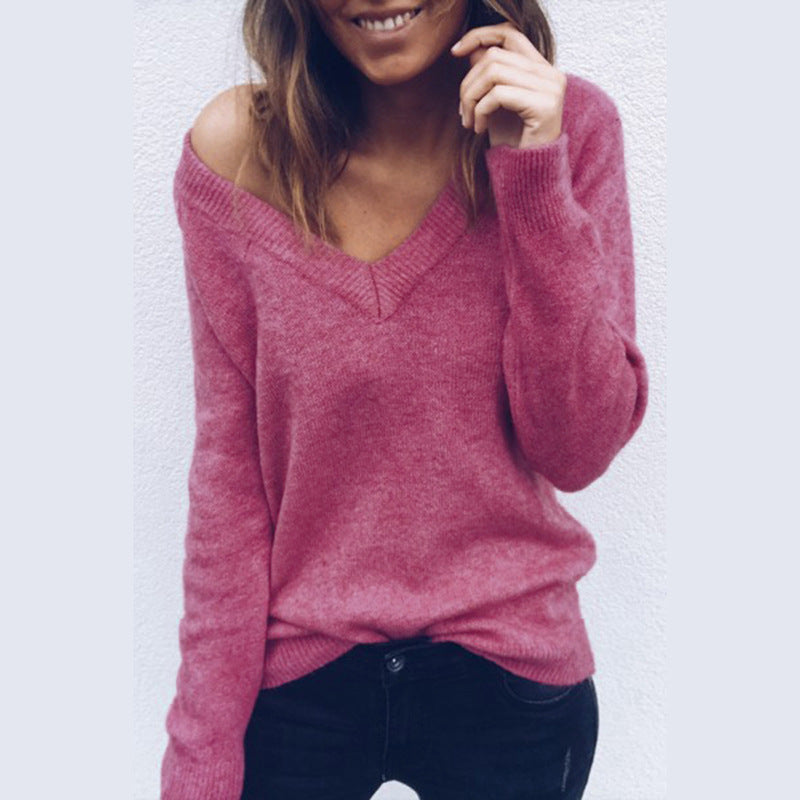 Pull femme avec col en V et coupe décontractée Chic & Stil