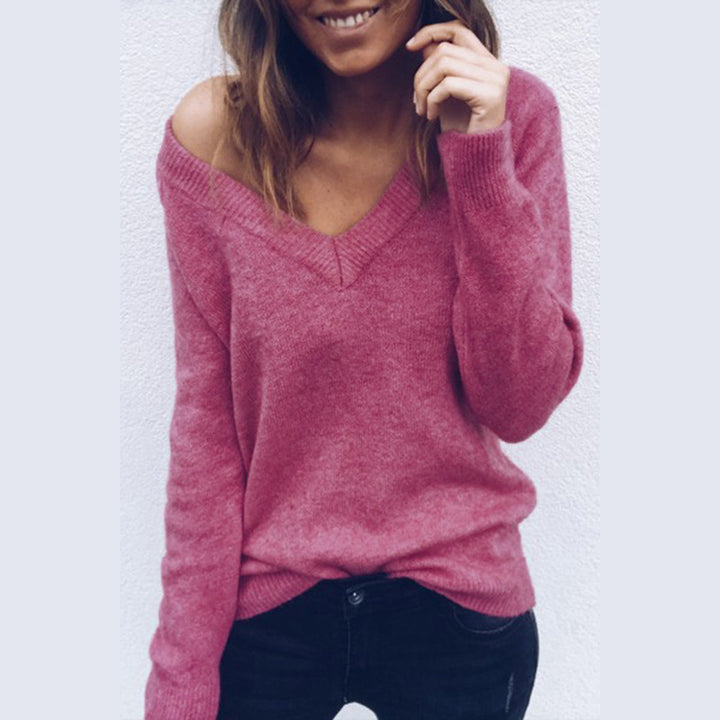 Pull femme avec col en V et coupe décontractée Chic & Stil