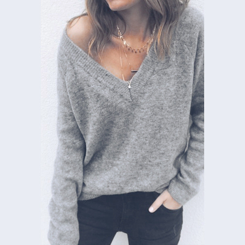 Pull femme avec col en V et coupe décontractée Chic & Stil