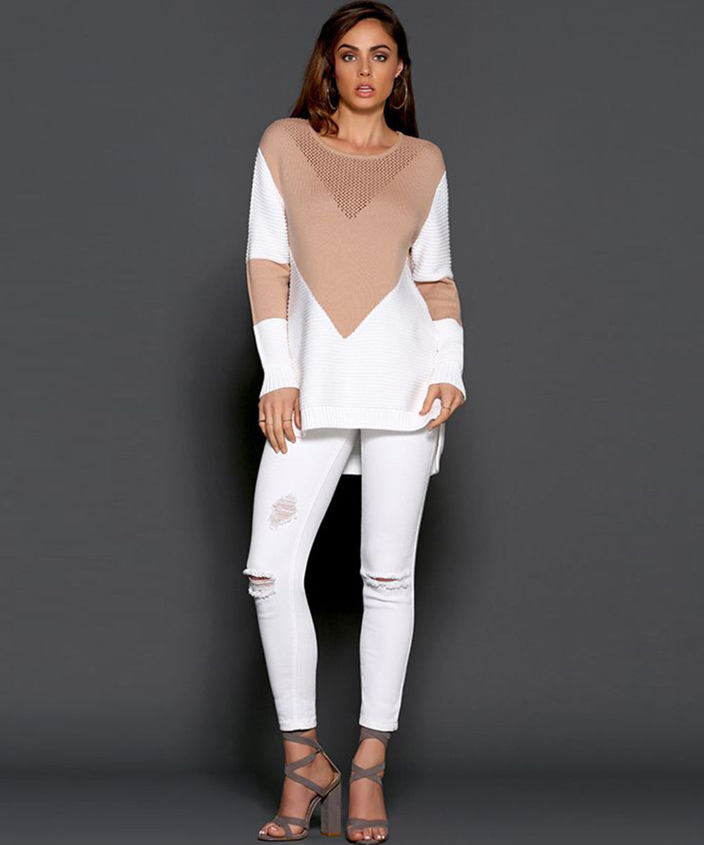 Knit sweater for women with a modern color block and a unique structure design Lune London