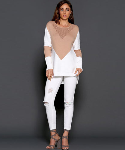 Knit sweater for women with a modern color block and a unique structure design Lune London