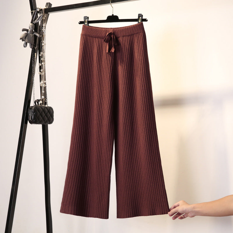 Pantalons en maille côtelée confortables pour femmes avec cordon de serrage à la taille Chic & Stil